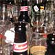 Empty bottles and glasses
