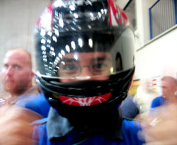 James and his shiny helmet