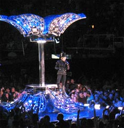 Madonna descends from her monster glitterball
