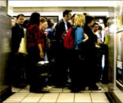 A Tube tunnel filled with people (BBC)
