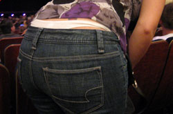 Beth's shapely buttocks at the theatre