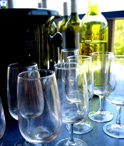 Empty glasses after our tasting at Ivanhoe