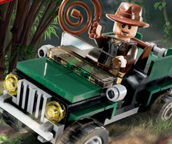 Lego Indiana Jones in a Lego jeep