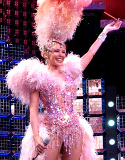 Kylie - a feast of ostrich feathers and sequins