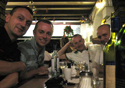 Matt and friends, post schnitzel, at Una's