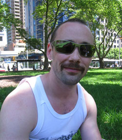 Graham with a Bronson-esque moustache
