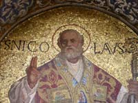 Mosaic of St Nicholas on the wall of St Mark's Basilica