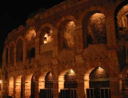 The amphitheatre at night