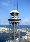 View of the cable car tower from the car en route to Montju&iuml;c