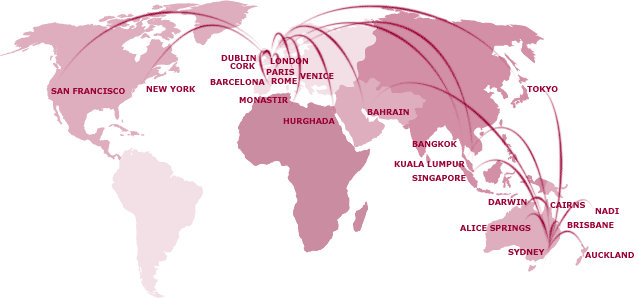 Map of the world indicating places I have flown to
